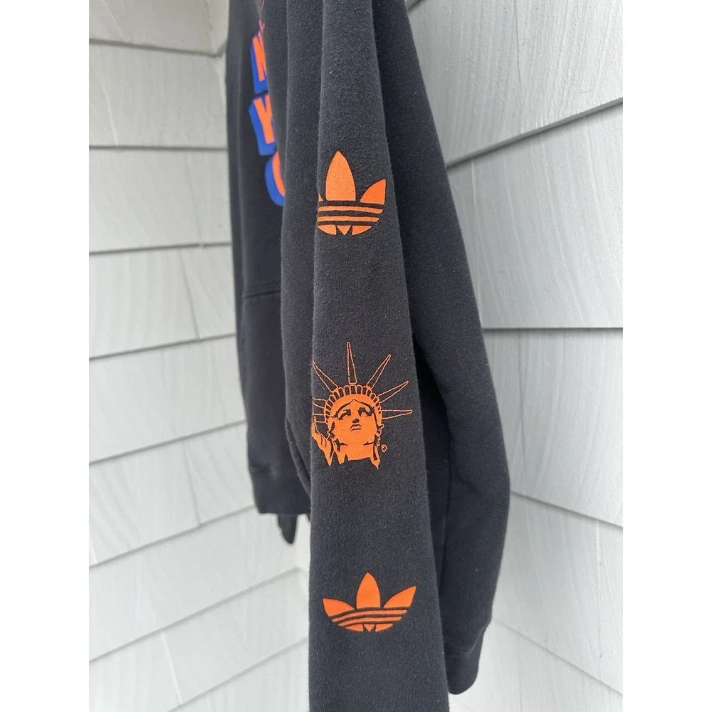 Adidas Originals NYC Graphic‎ Hoodie Black Orange Blue Mens Medium Streetwear
